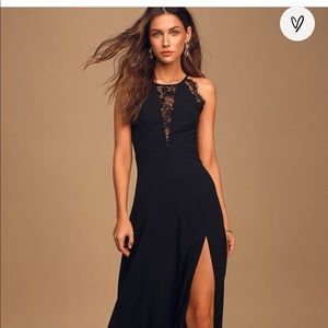 Romantic Mood Black Lace Sleeveless Maxi Dress